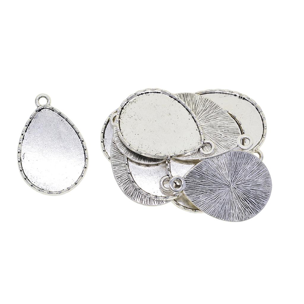 4x10 x Tibetan Silver Blank 30 x 40 Drop cabochon Bezel Base Pendants
