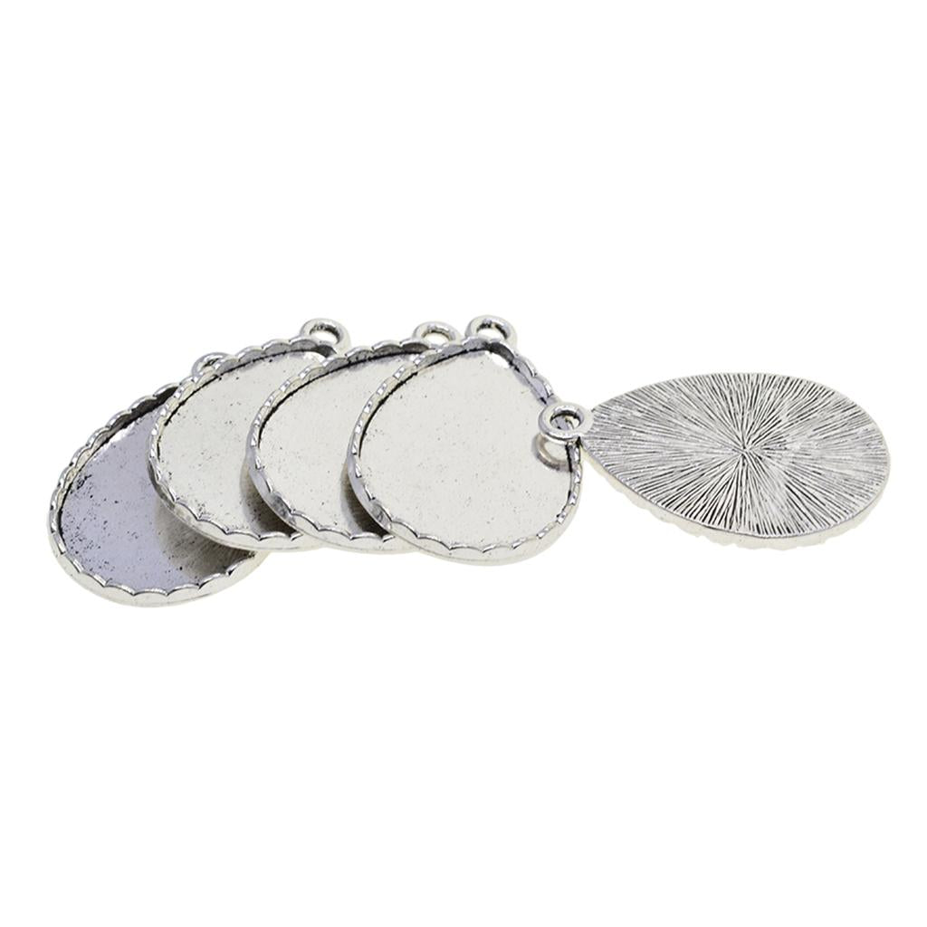 4x10 x Tibetan Silver Blank 30 x 40 Drop cabochon Bezel Base Pendants