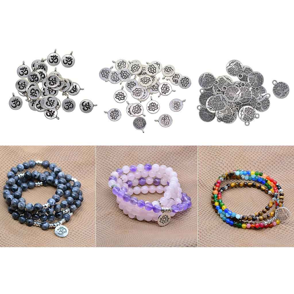 30x Tibetan Silver Yoga Charms DIY Pendant for Necklace Jewelry Making OM
