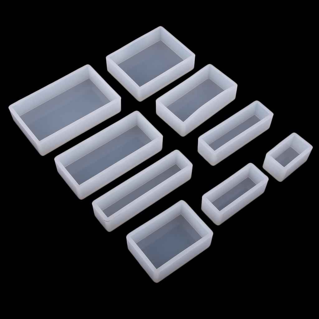 9Pieces DIY Resin Molds Jewelry Making Mould Tool Silicone Ornament Rectangle Mold for Polymer Clay, Crafting, Epoxy Resin, Dried Flower