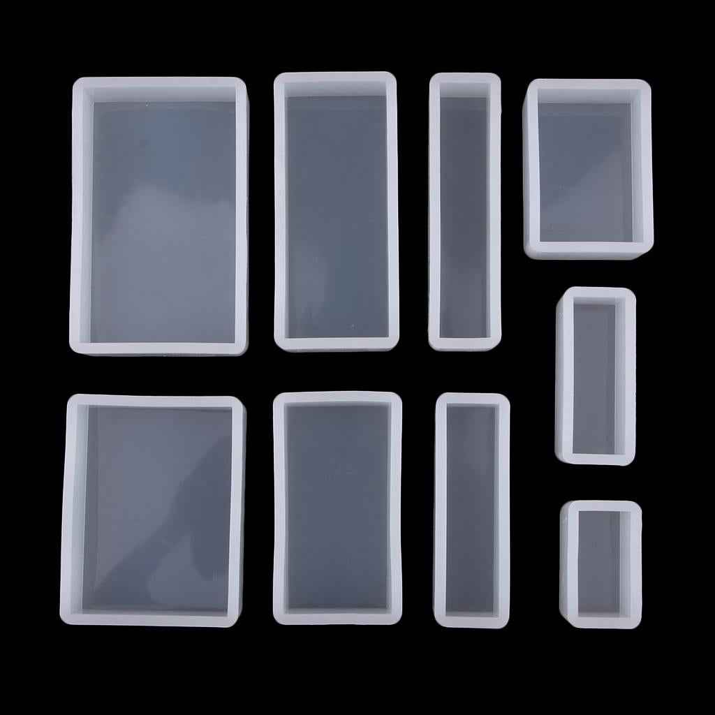 9Pieces DIY Resin Molds Jewelry Making Mould Tool Silicone Ornament Rectangle Mold for Polymer Clay, Crafting, Epoxy Resin, Dried Flower