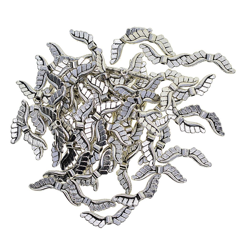 6x100 Tibetan Silver Angel Wing Spacer Charm Beads Jewelry DIY Making 23x8mm
