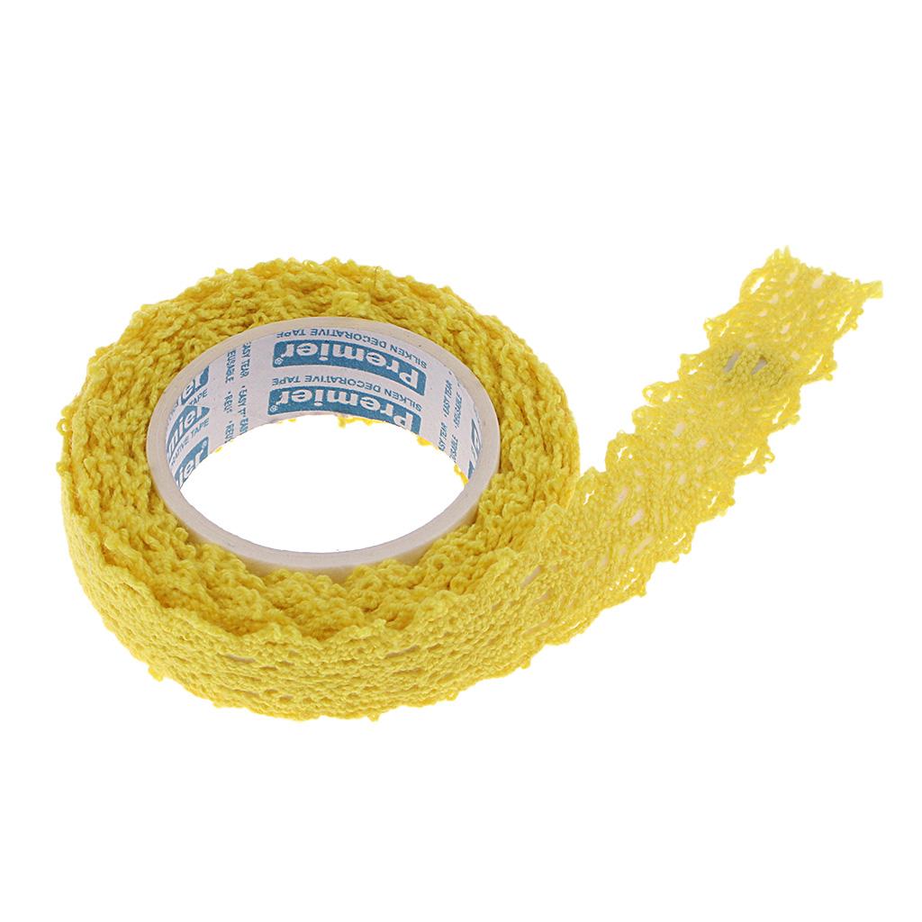 4x2 Yards 15mm Fabric Lace Washi Tape Self Adhesive Trim Wedding yellow