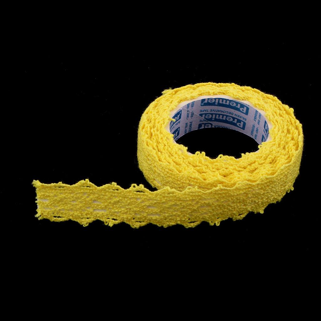 4x2 Yards 15mm Fabric Lace Washi Tape Self Adhesive Trim Wedding yellow
