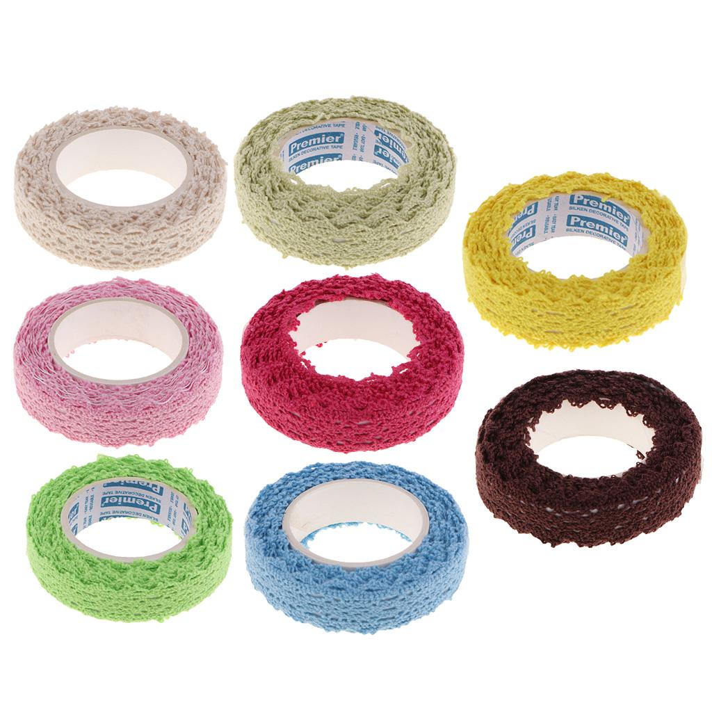 3x2 Yards 15mm Fabric Lace Washi Tape Self Adhesive Trim Wedding yellow