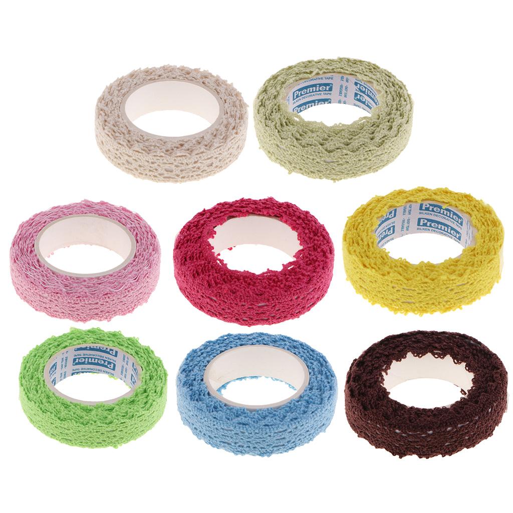 2x2 Yards 15mm Fabric Lace Washi Tape Self Adhesive Trim Wedding yellow