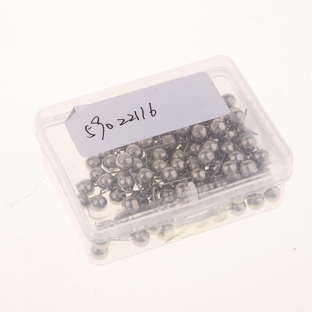 4x100/200set 6mm Metal Ball Head Push Pins Map Tacks Marking Pin Silver 100