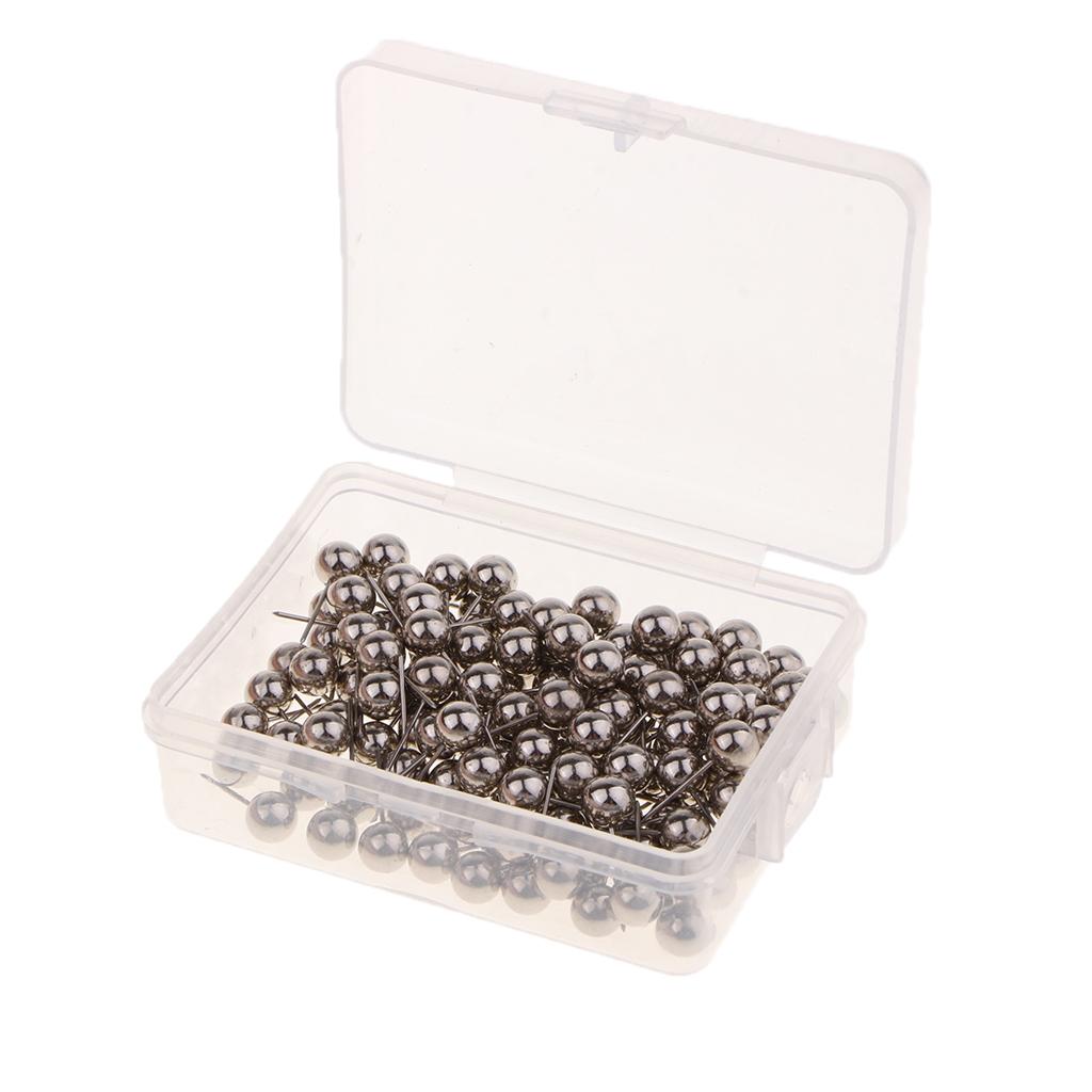 4x100/200set 6mm Metal Ball Head Push Pins Map Tacks Marking Pin Silver 100