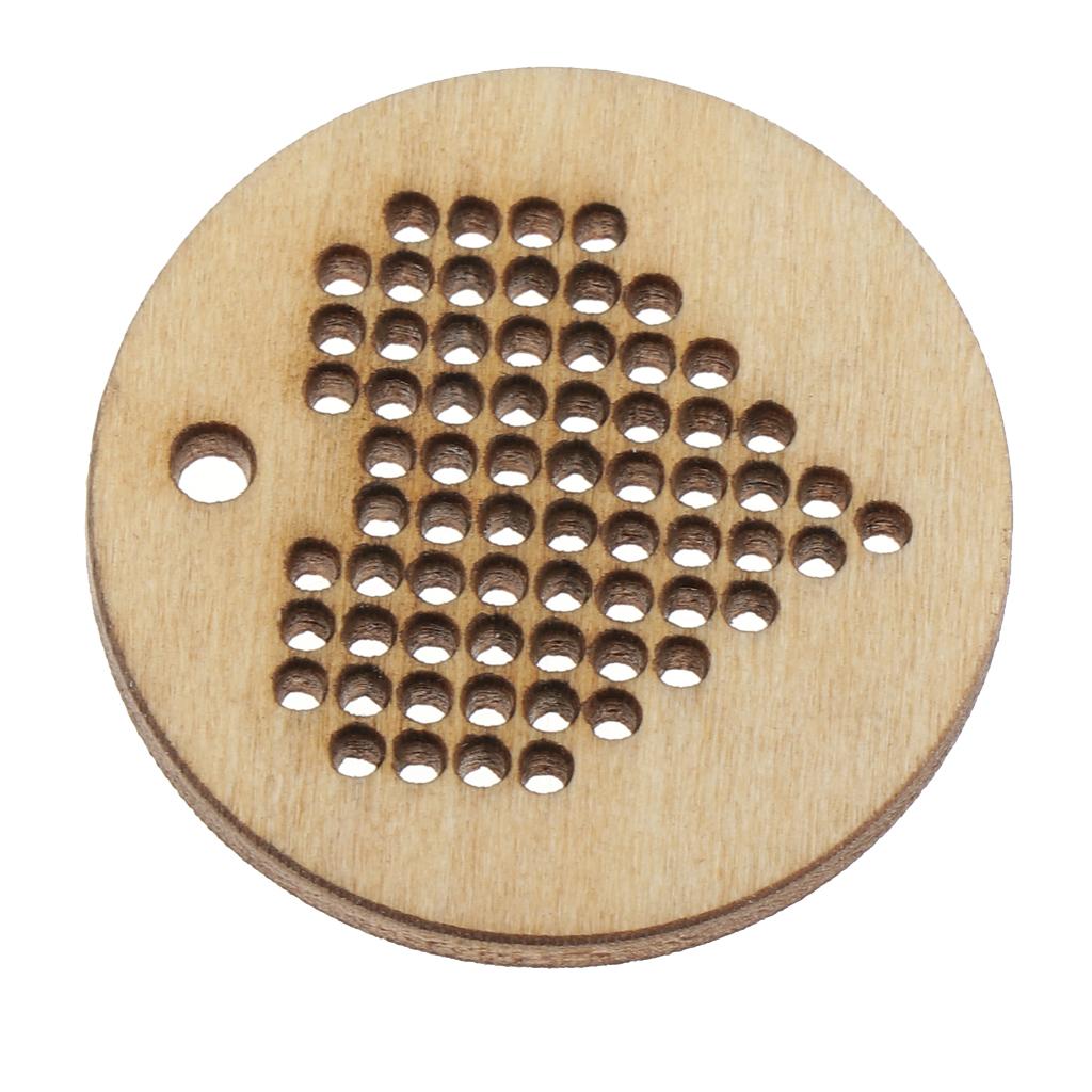 6xDIY Wooden Shapes Heart Shaped Blank Pendant for Counted Cross Stitch Kit