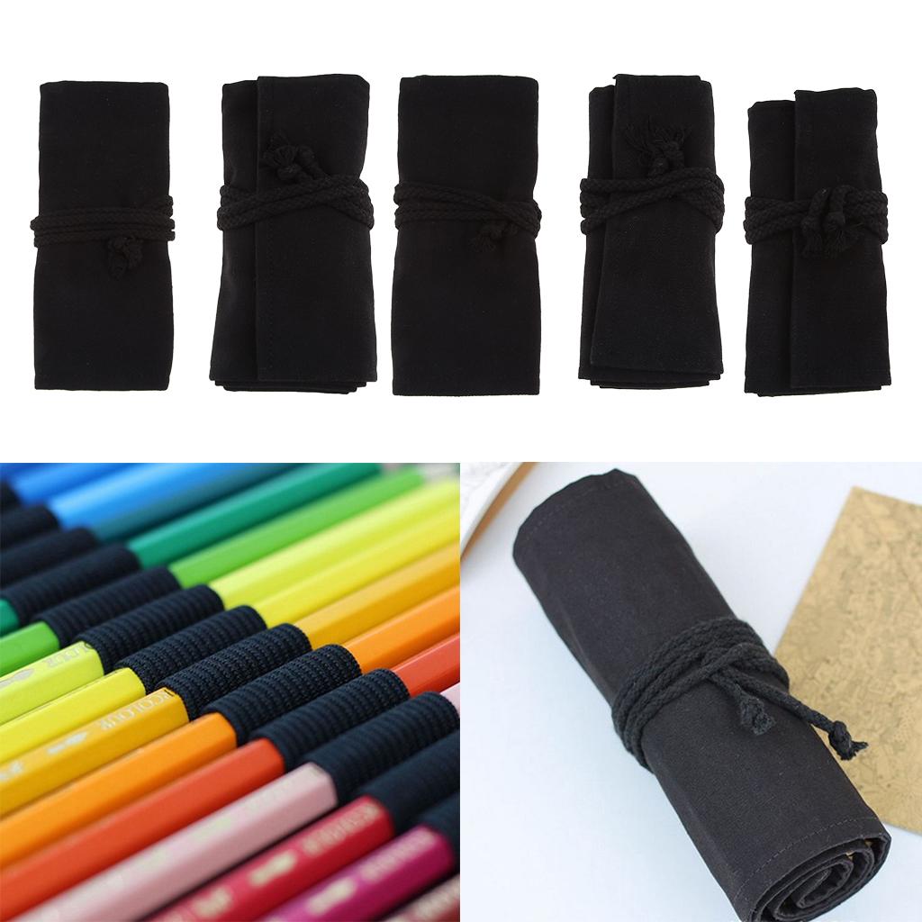 3xCanvas Colored Pencils Wrap Roll Up Case Organizer Pen Bag Pouch 244x195x3mm