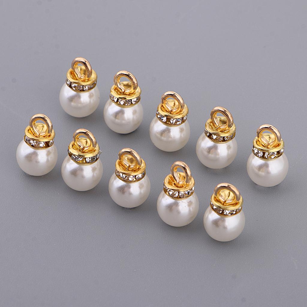 4x10 Piece Round ABS Imitation Pearl Charm Pendant for Jewelry DIY Making 8mm