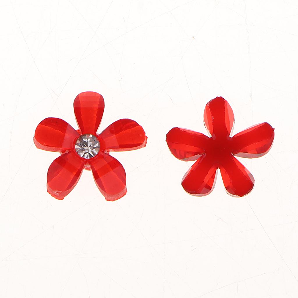 3x20 Flowers Flatback Button Rhinestone Embellishments for Wedding Red