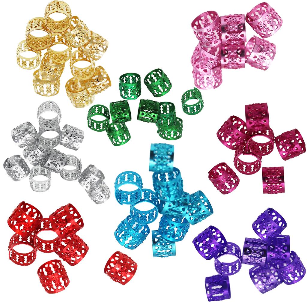3x80set Filigree Tube Spacer Beads Dreadlocks Braiding Bead DIY Hair Accessory