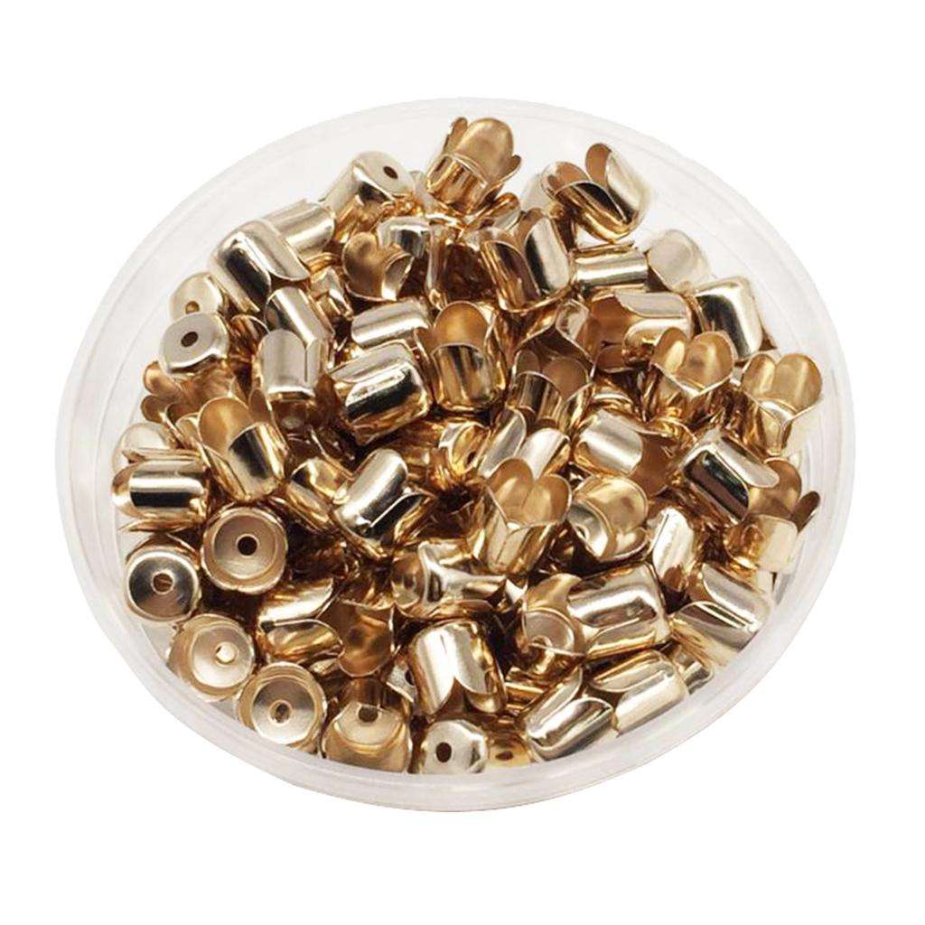 3x160 End Caps Jewelry Iron 10mm Cord End Cap Findings Golden