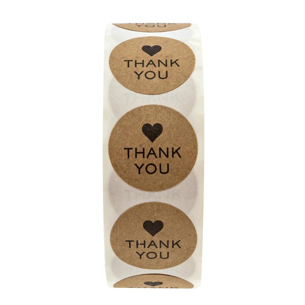 2x500 Kraft Thank You Stickers Kraft Paper Thank You Adhesive Labels Roll