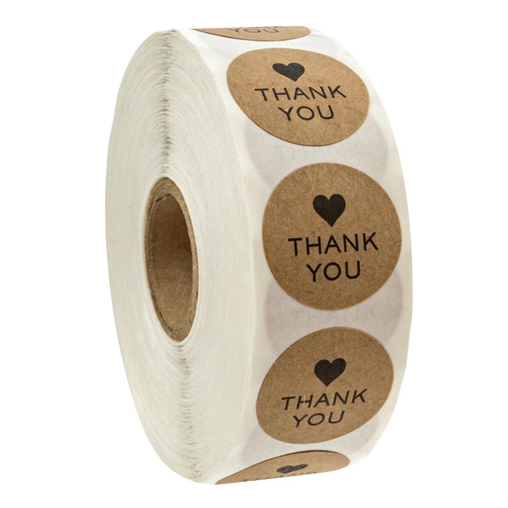 2x500 Kraft Thank You Stickers Kraft Paper Thank You Adhesive Labels Roll