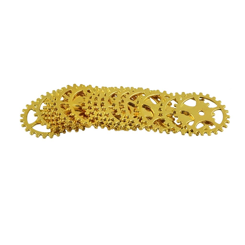 4x50 Pieces Gold Antique Steampunk Gears Charms for Crafting Jewelry Making
