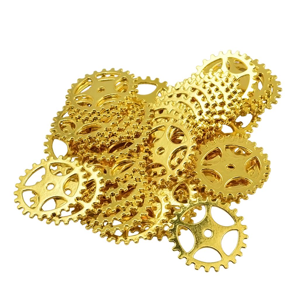 4x50 Pieces Gold Antique Steampunk Gears Charms for Crafting Jewelry Making