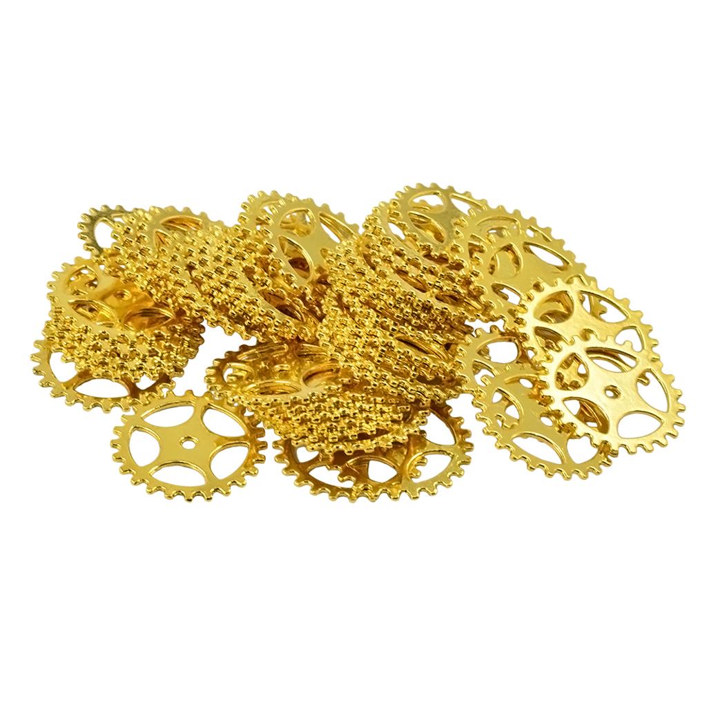 4x50 Pieces Gold Antique Steampunk Gears Charms for Crafting Jewelry Making