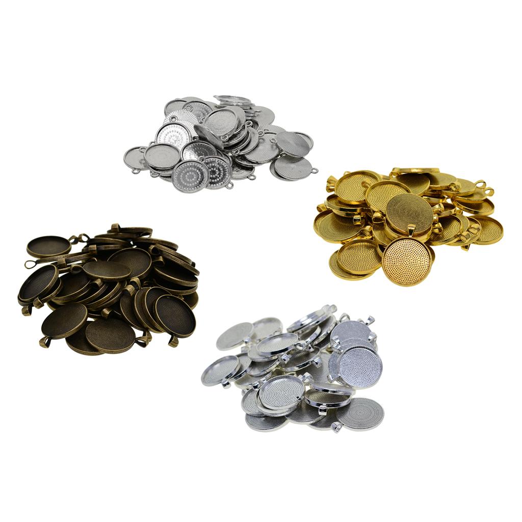 2x50x 18mm Round Pendant Blank Cabochon Base Setting Trays DIY Jewelry Making