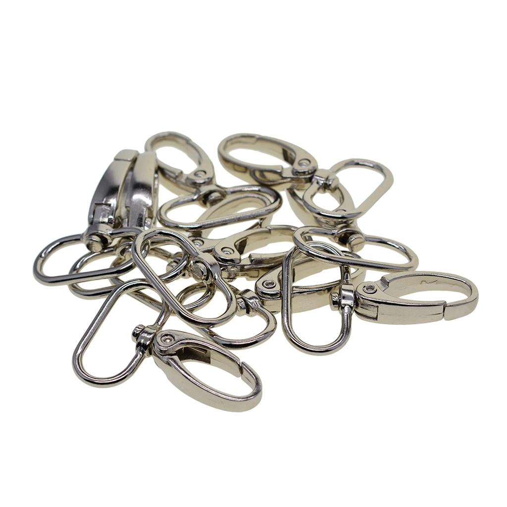 2x10 pieces Silver Swivel Lanyard Snap Hook with Key Rings Jewelry Findings