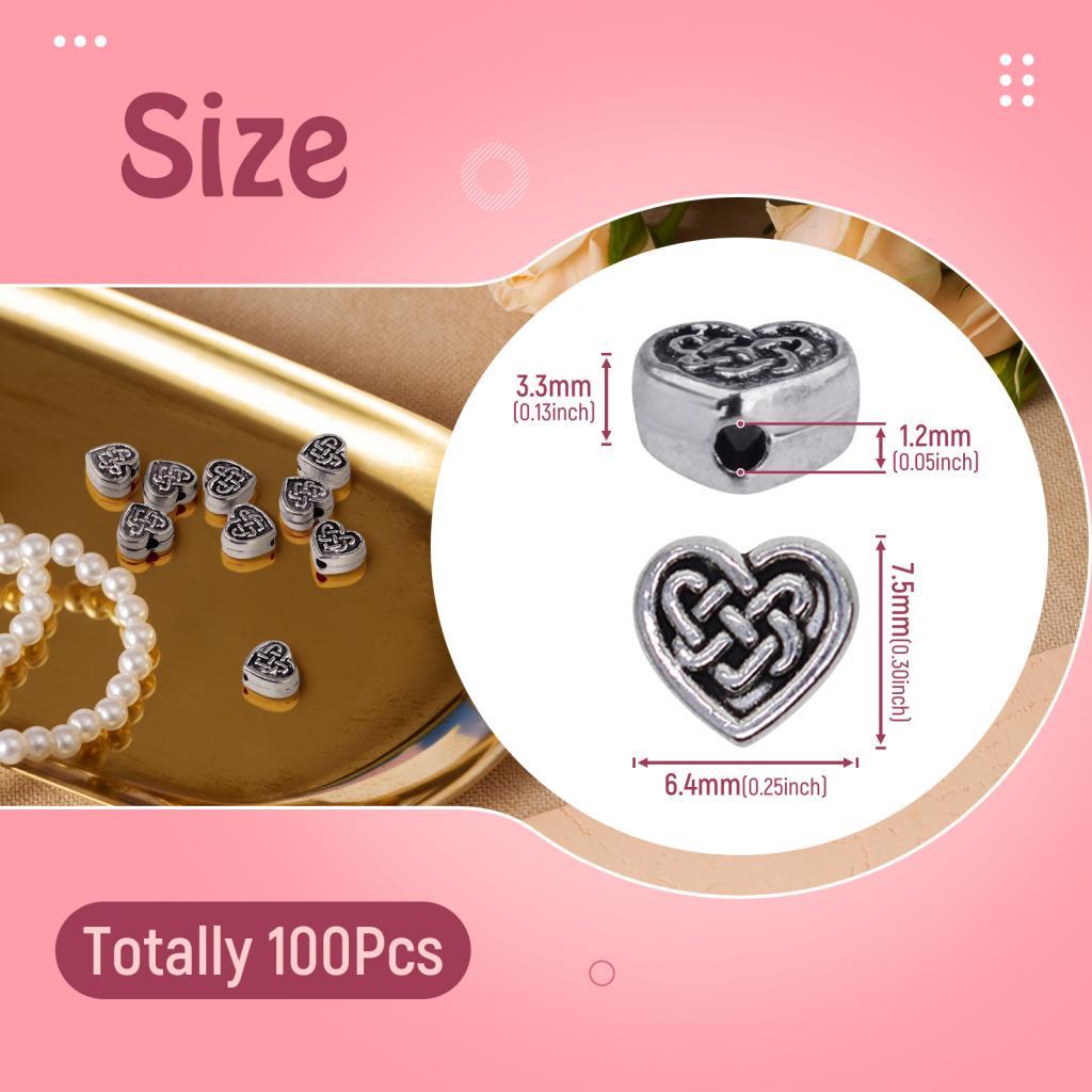 4x100pc Tibetan Silver Celtic Knot Heart Spacer Loose Beads Jewelry DIY Making