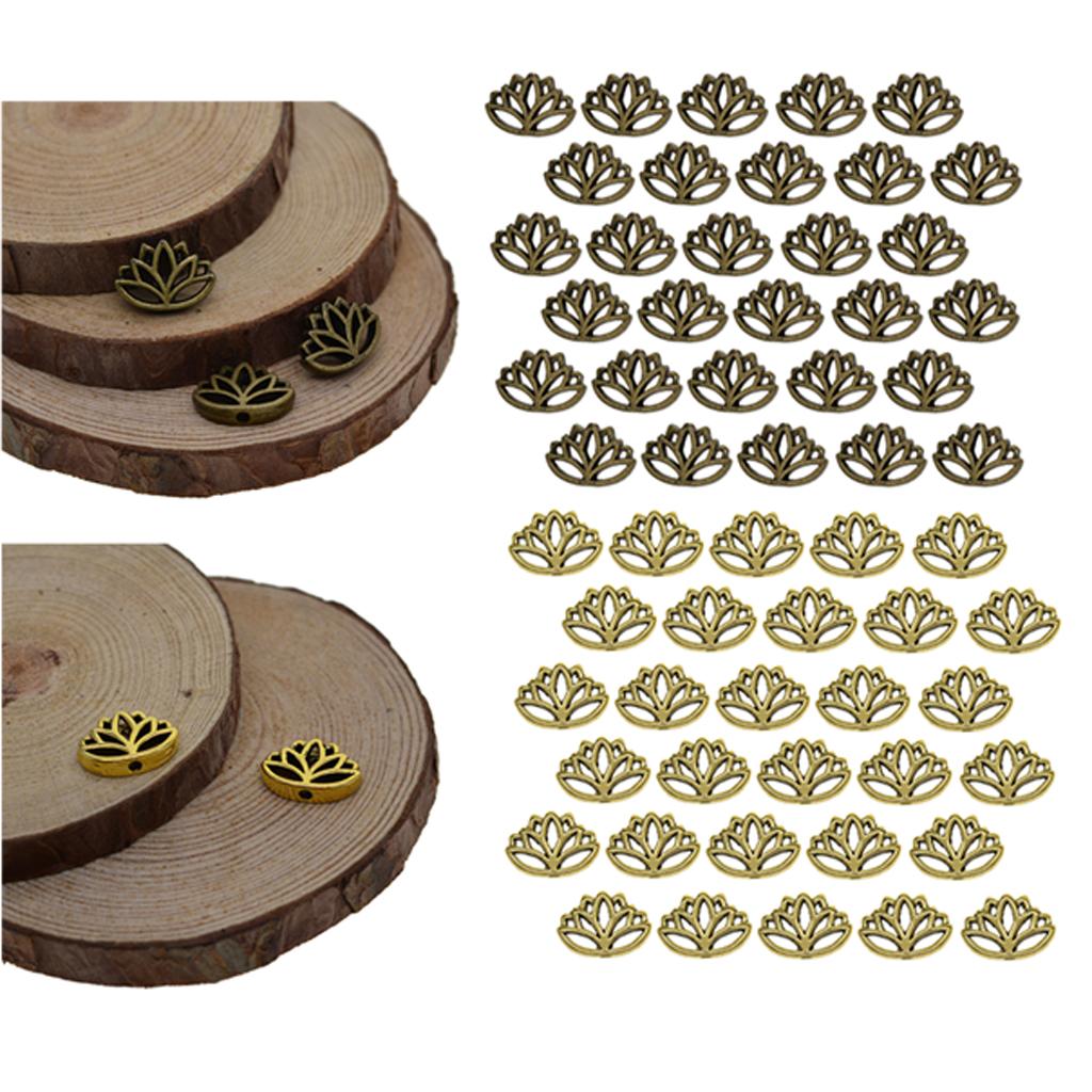 2x30x Retro Hollow out buddha yoga lotus flower metal spacer bead Green Bronze