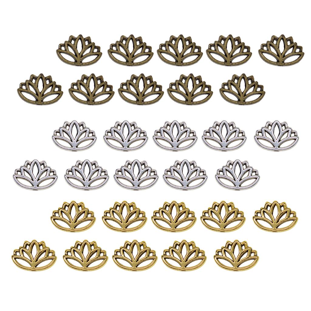4x30x Retro Hollow out buddha yoga lotus flower metal spacer bead mixed
