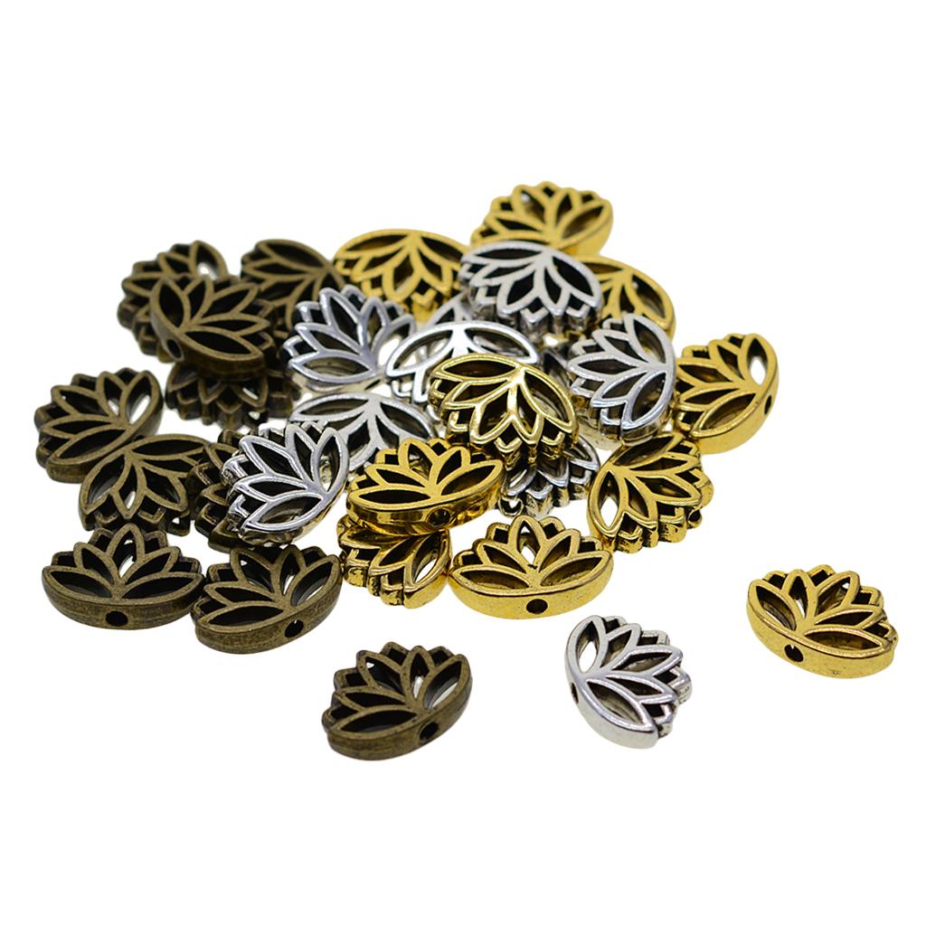 3x30x Retro Hollow out buddha yoga lotus flower metal spacer bead mixed
