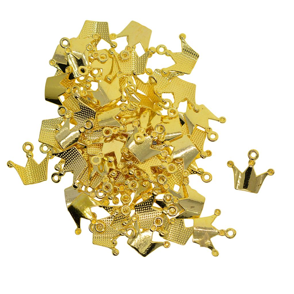 4x100Pcs Golden Plated Crown Charms Pendants Fit Bracelet DIY Jewelry Crafts