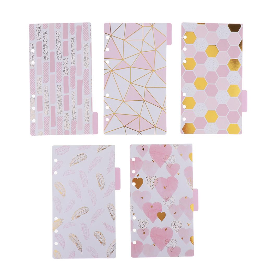 2xGold Stamping Index Dividers Tabbed Paper Insert Planner Divider for A6 C