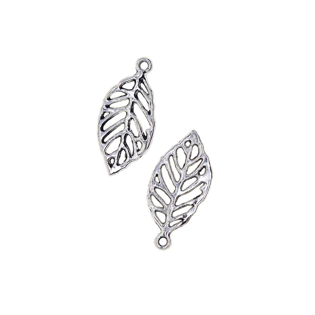 4x50 Pieces Filigree Leaf Charms Pendant Jewelry DIY Making Tibet Silver