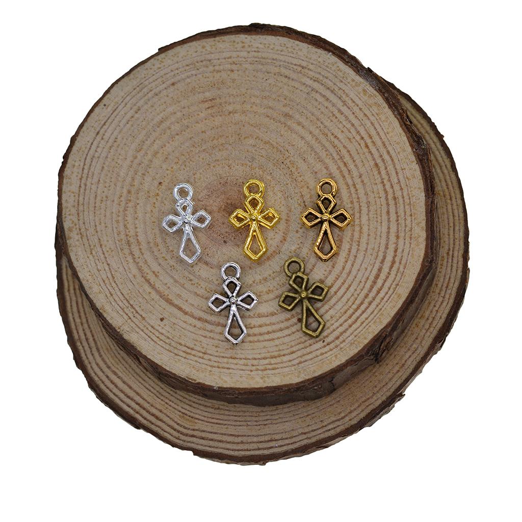 4x100pcs Vintage Filigree Hollow Cross Charms Jewelry DIY Making Mixed