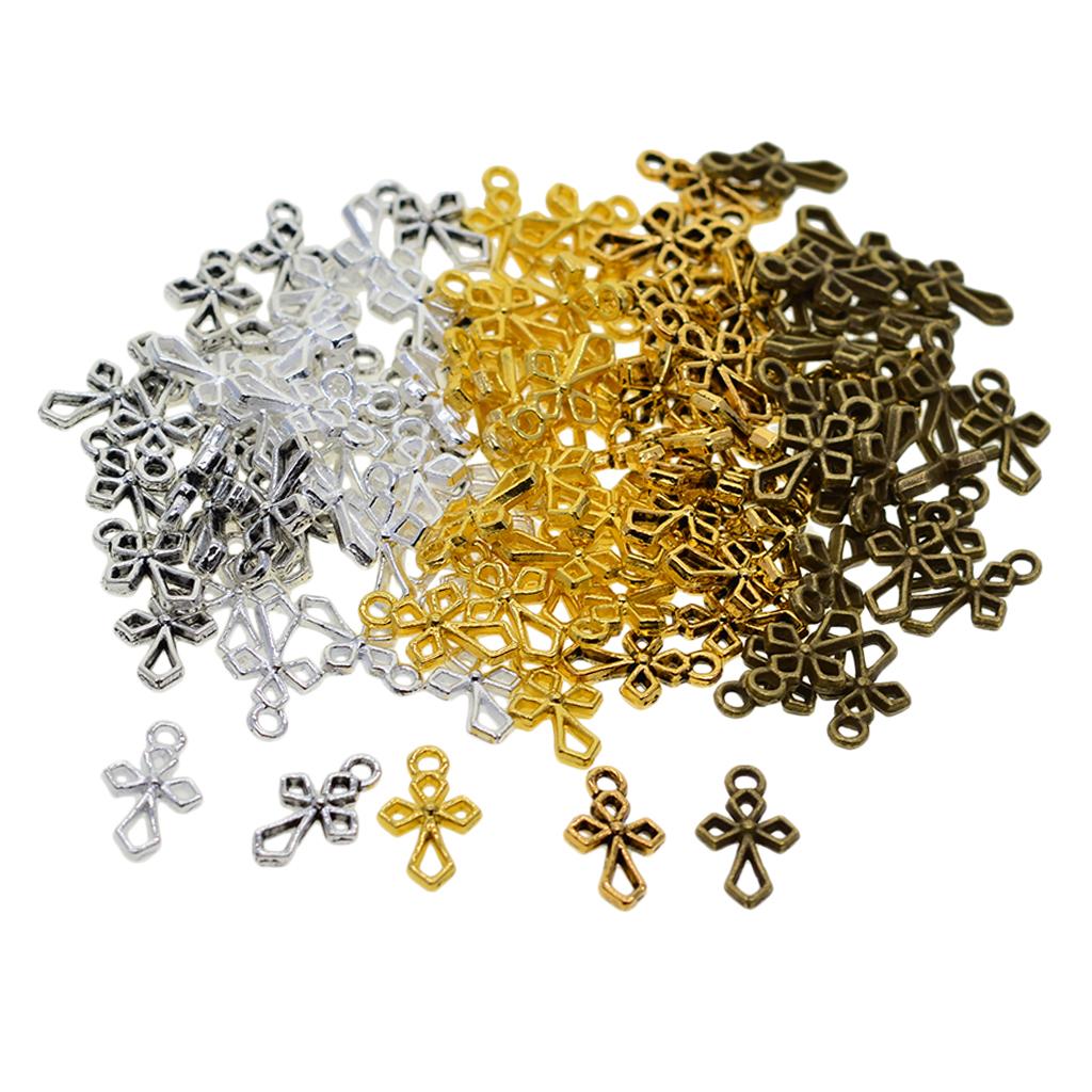 3x100pcs Vintage Filigree Hollow Cross Charms Jewelry DIY Making Mixed