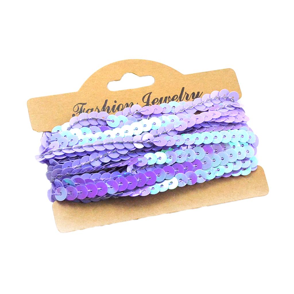 4x5Yd Sequins Paillette Ribbon Trim Braid Trim Lace DIY Sewing Clothing Purple