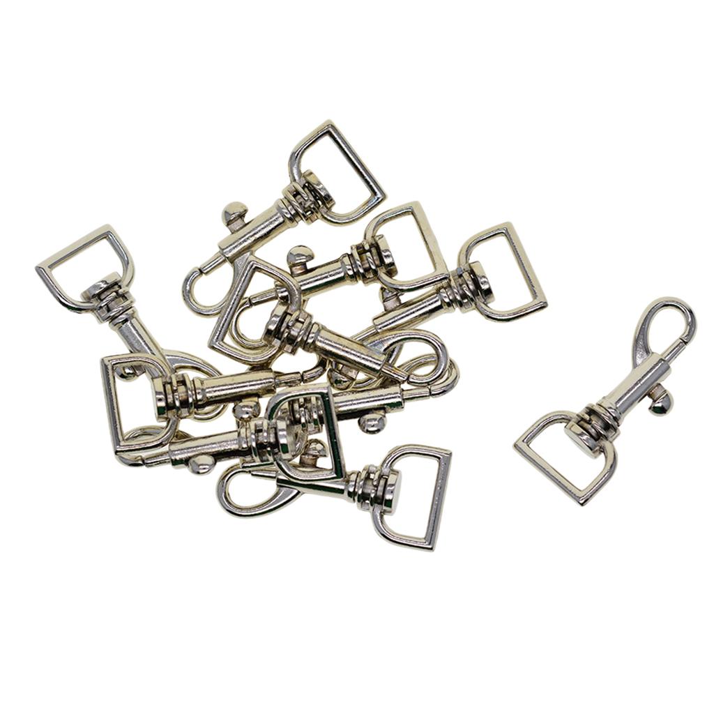 4x10 Pcs Fine Swivel Snap trigger key bag Clasp hook 0.5inch D ring silver
