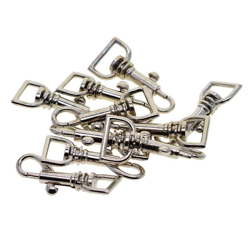 4x10 Pcs Fine Swivel Snap trigger key bag Clasp hook 0.5inch D ring silver