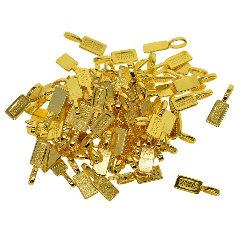 3x50 Pieces Blank Rectangle Bezel Rectangle Glue On Bails Pendant Cabochon DIY