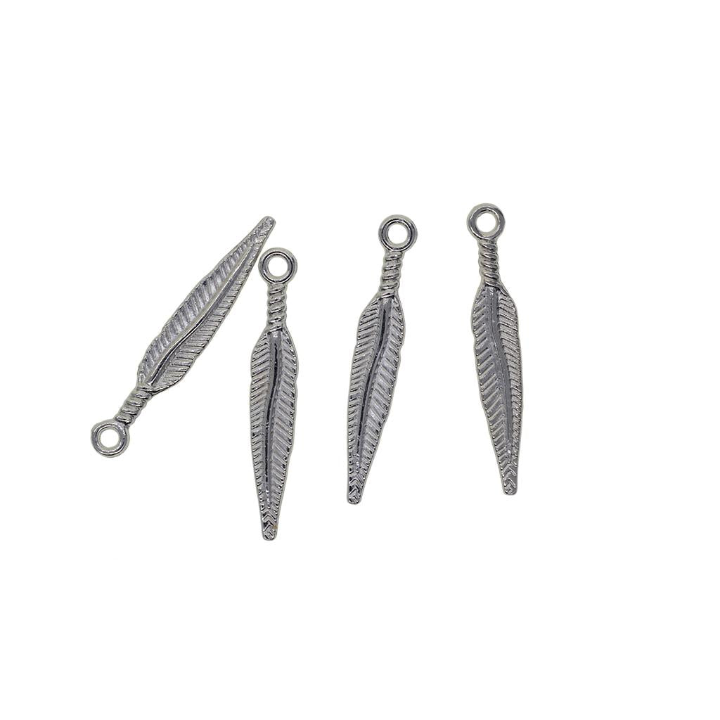 2x100 pcs 3D Feather Leaf Metal Charms pendants Jewelry DIY Making Silver