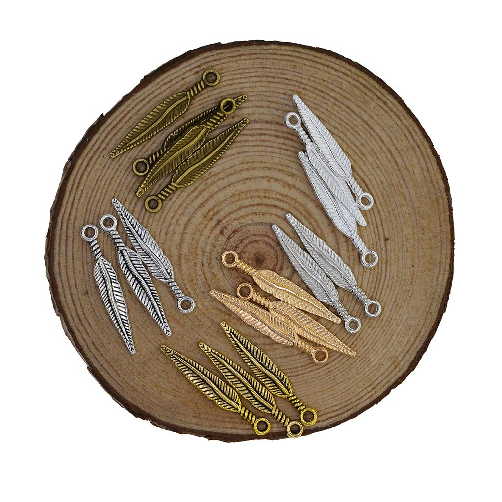 4x100 pcs 3D Feather Leaf Metal Charms pendants Jewelry DIY Making Golden