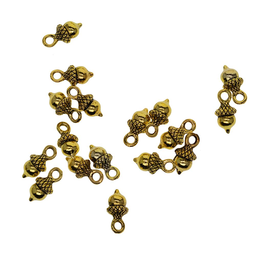 2x50pcs antique 3D Pineal Fruit Acorn Nut Charm DIY Jewelry Golden
