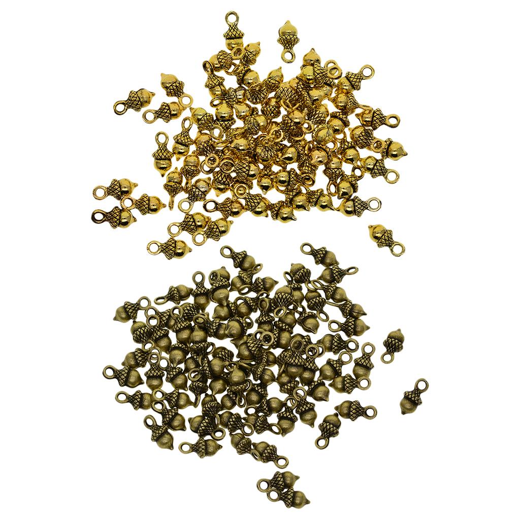 4x50pcs antique 3D Pineal Fruit Acorn Nut Charm DIY Jewelry Golden