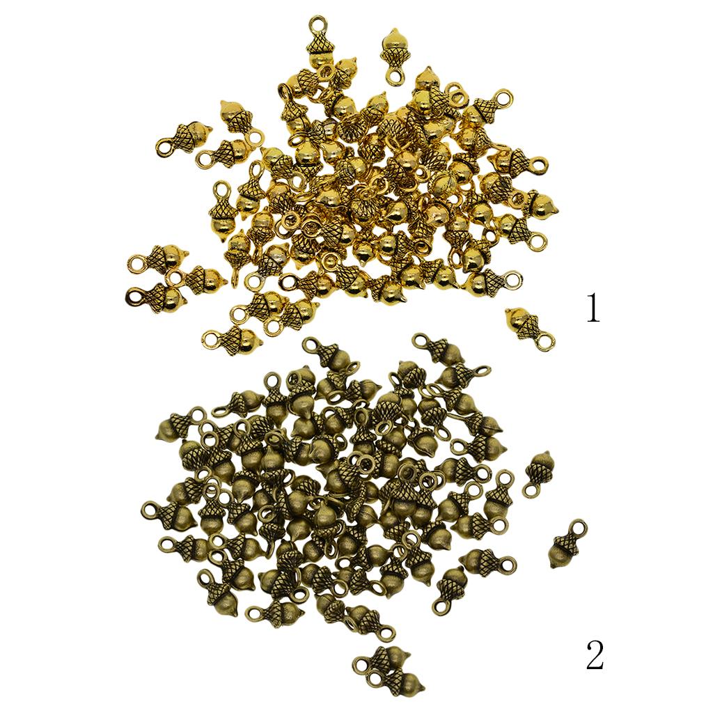 4x50pcs antique 3D Pineal Fruit Acorn Nut Charm DIY Jewelry Golden