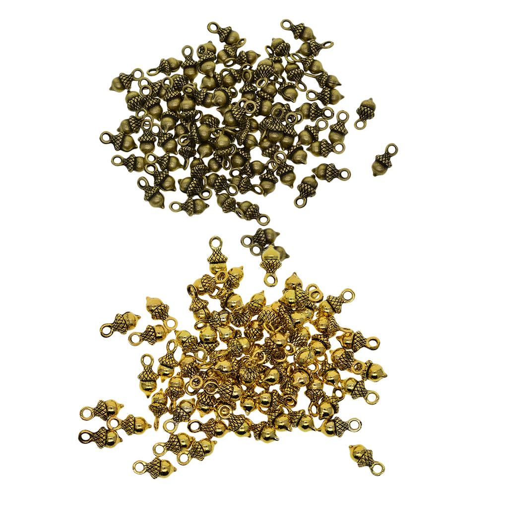 2x50pcs antique 3D Pineal Fruit Acorn Nut Charm DIY Jewelry Golden
