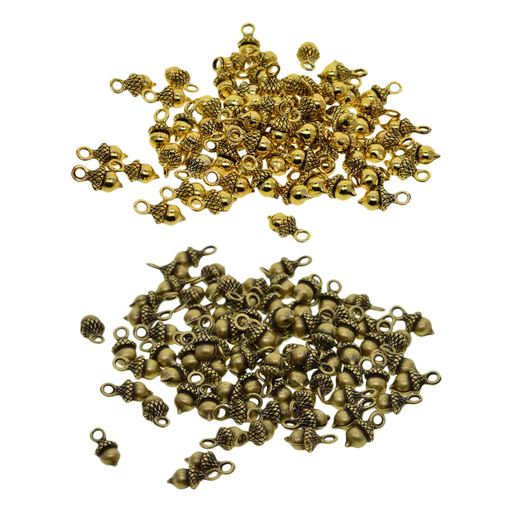 3x50pcs antique 3D Pineal Fruit Acorn Nut Charm DIY Jewelry Golden