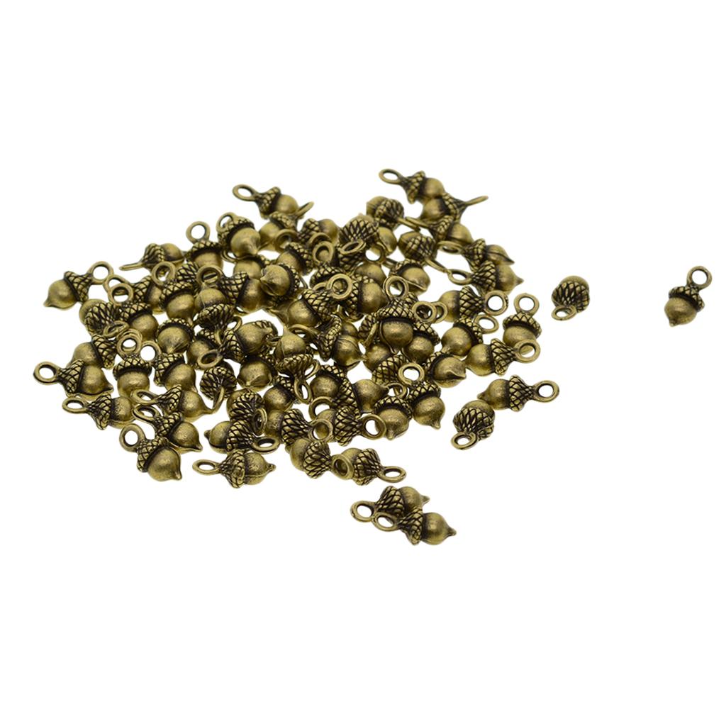 2x50pcs antique 3D Pineal Fruit Acorn Nut Charm DIY Jewelry Green Bronze