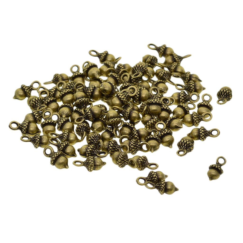 4x50pcs antique 3D Pineal Fruit Acorn Nut Charm DIY Jewelry Green Bronze