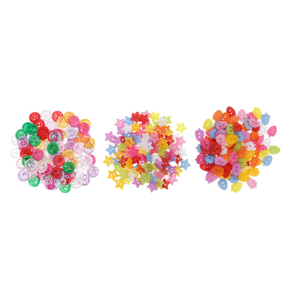 4x100x 15mm Colorful Plastic 2-holes Buttons for DIY Sewing Craft Star