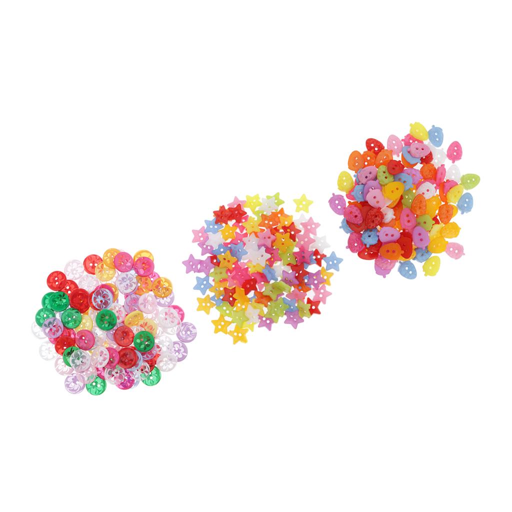 4x100x 15mm Colorful Plastic 2-holes Buttons for DIY Sewing Craft Star
