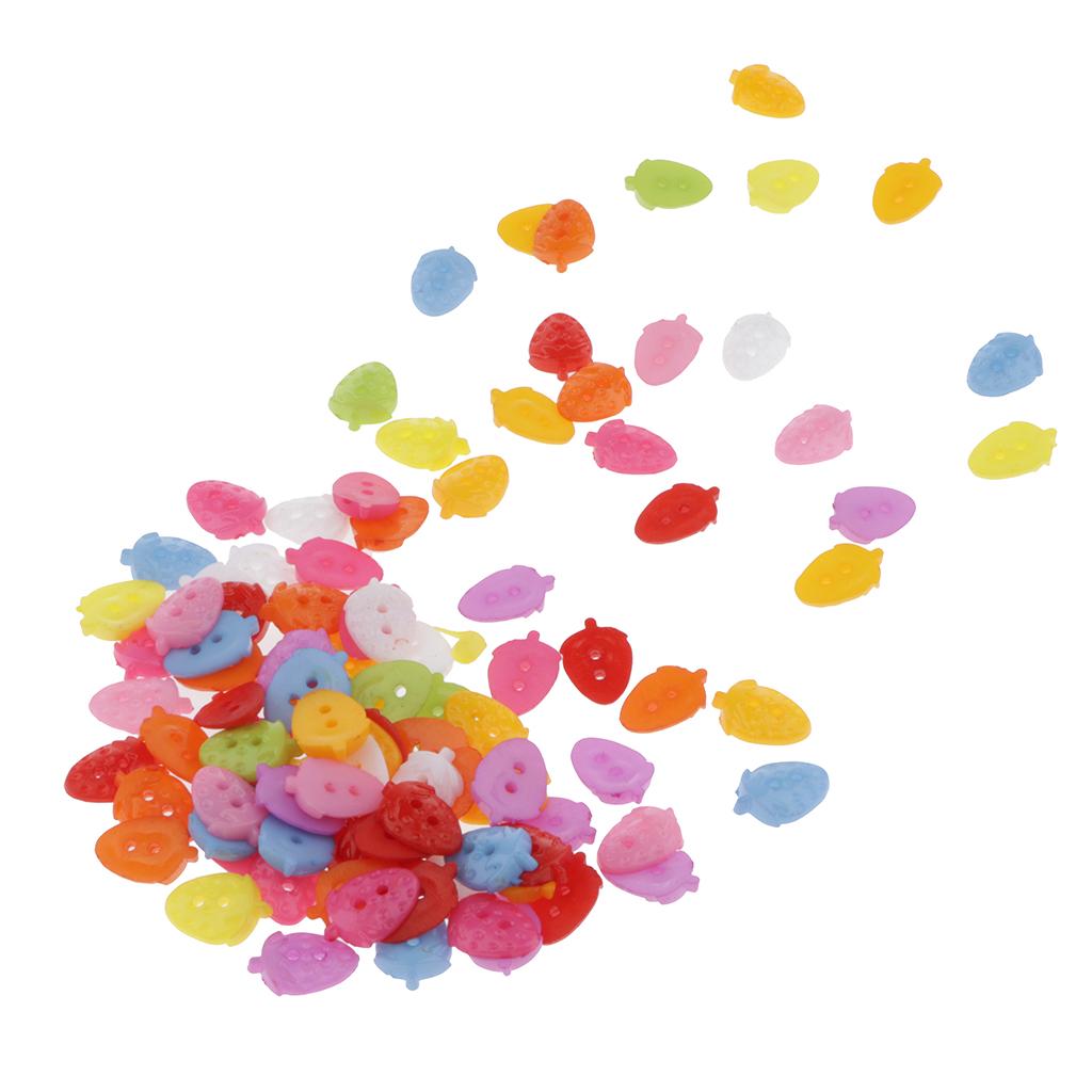 2x100x 15mm Colorful Plastic 2-holes Buttons for DIY Sewing Craft strawberry